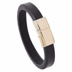 Svart armband med guldlås, 22,5 cm