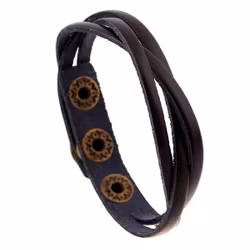 Mörkbrunt läderarmband med tryckknappar