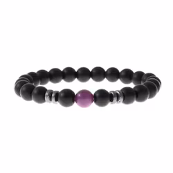 Svart armband med lila sten