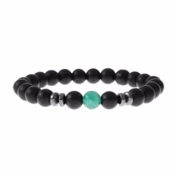 Svart armband med ljusgrön natursten