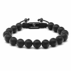 Armband med mattsvarta 10 mm stenar