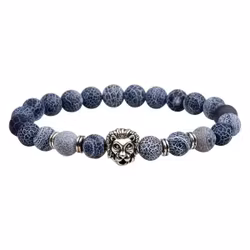 Armband med blå agat och lejon