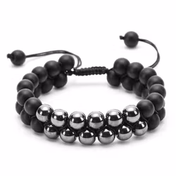 Armband med mattsvarta stenar & gallstone