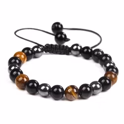Armband med TigerEye och svarta pärlor