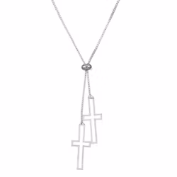 Justerbart halsband med två kors i silver
