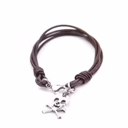Brunt armband med dödskalle