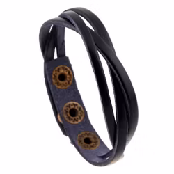 Svart läderarmband med tryckknappar