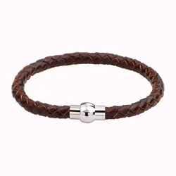 Brunt flätat armband med magnetlås