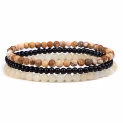 3-pack armband i jaspis, onyx & jade