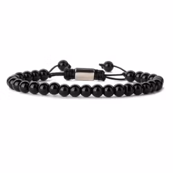 Armband med blanka svarta naturstenar