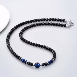 Halsband med blå tigeröga och T-lås