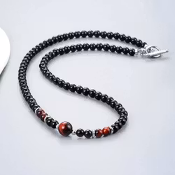 Halsband med onyx & rött tigeröga