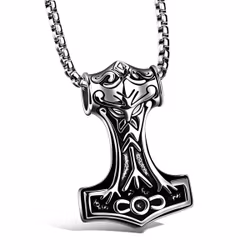 Mjölnir halsband i rostfritt stål, 58 cm