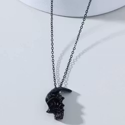 Helsvart halsband med sprucken dödskalle, 48–54 cm