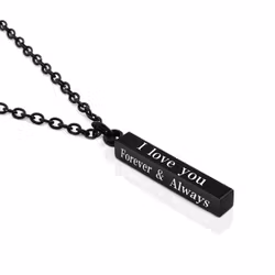 Svart halsband med budskap, 48 cm