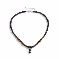 Halsband med vulkansten & tigeröga, 45–53 cm