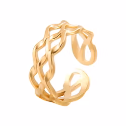 Guldfärgad ring med flätad design