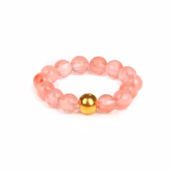 Elastisk ring i Watermelon med gulddetalj