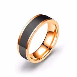 Herrring i rostfritt stål guld/svart 6 mm