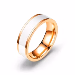 Herrring i rostfritt stål guld/vit 6 mm