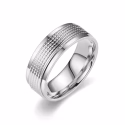 Herrring i rostfritt stål med räfflad design 8 mm