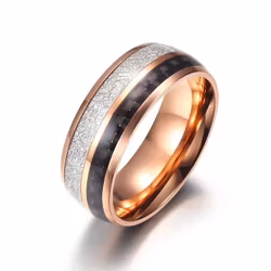 Herrring i roséguld med karbon- och metallinlägg 8 mm