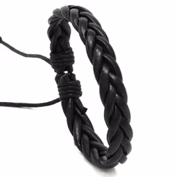 Svart flätat armband i PU-läder
