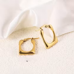 Guldfärgade geometriska creoler i rostfritt stål