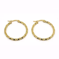 Twisted guldfärgade creoler i rostfritt stål 60 mm