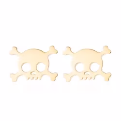 Guldiga döskalleörhängen i rostfritt stål