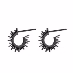 Svarta solstråle-örhängen i rostfritt stål