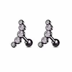 Svarta örhängen i kirurgiskt stål med kristalldetaljer