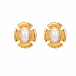 Guldtonade örhängen med vintagekänsla och pärlcentrum