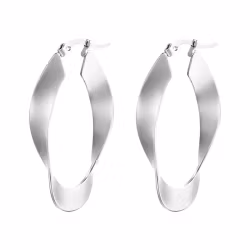 Avlånga ringörhängen i rostfritt stål – silver, 42×20 mm