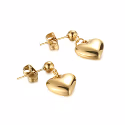 Hjärtformade örhängen i rostfritt stål – guld