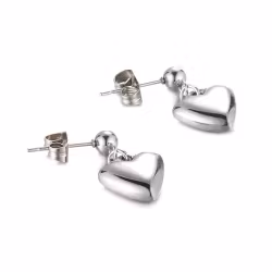 Hjärtformade örhängen i rostfritt stål – silver