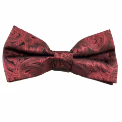 Vinröd mönstrad fluga för herr – färdigknuten 12×6,5 cm