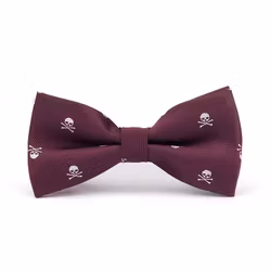 Lila fluga med dödskallar – färdigknuten herrfluga 12×6,5 cm