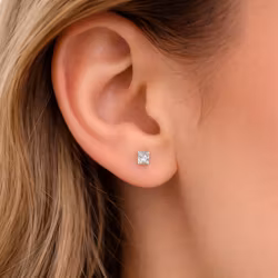 Fyrkantiga örhängen med klar sten – rostfritt stål