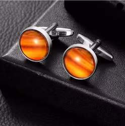 Manschettknappar med bärnstenslook – rostfritt stål