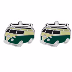 Manschettknappar Folkabuss – grön retrodesign