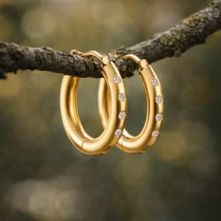 Guldfärgade creoler med kristalldetaljer