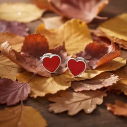 Örhängen Hjärta – Rostfritt Röd