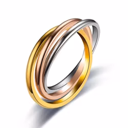 Trippelring – Guld, Silver & Rose