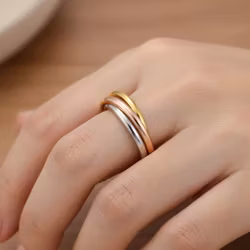 Trippelring – Guld, Silver & Rose