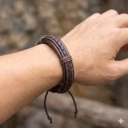 Kopia Svart armband i PU-läder med flätad detalj