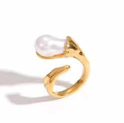 Ring pärla rostfritt stål justerbar 19 mm