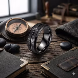 Ring herr svart rostfritt stål 8 mm