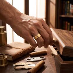 Ring herr guld rostfritt stål 8 mm