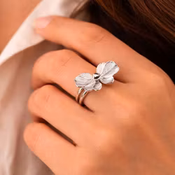 Ring blomma rostfritt stål justerbar